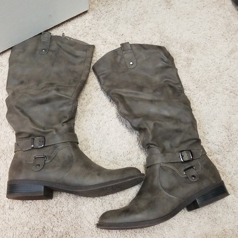 Knee high grey boots